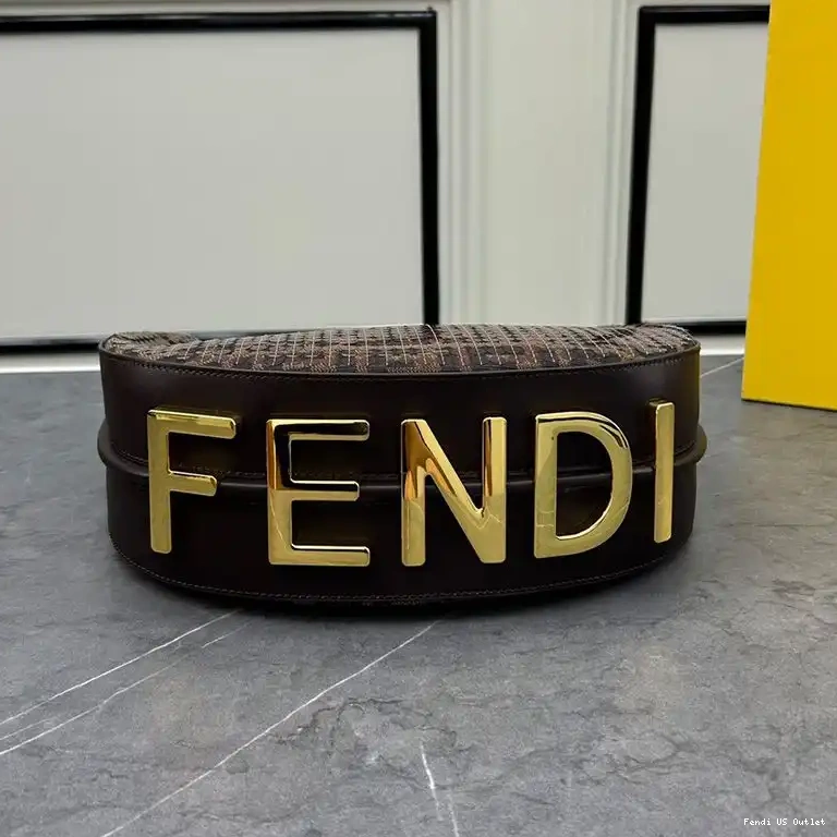 Vintage HOT Fendigraphy Fabric Small In Fendi Bag Motif with Hobo Sequins Brown FF 0630
